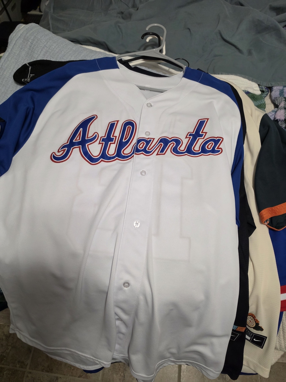 Atlanta White & Royal Blue Men's Baseball Jersey